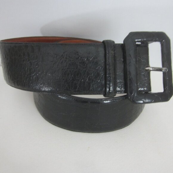 Giorgio Armani Womens S Black Genuine Crocodile Leather Belt   26\